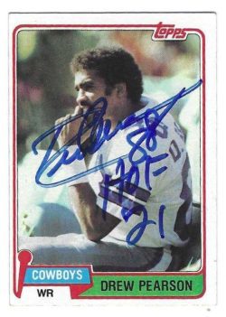 Autographed Drew Pearson Dallas Cowboys 1981 Topps card #95 w/ COA