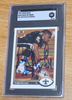 Autographed Craig Heyward 1991 Upper Deck New Orleans Saints FB Card #248 SGC Slabbed