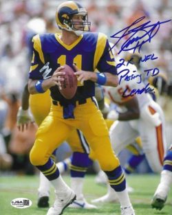 AUTOGRAPHED JIM EVERETT "2x NFL Passing Leader" Los Angeles Rams 8x10 Photo JSA