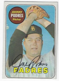 Autographed JOHNNY PODRES San Diego Padres 1969 Topps Card