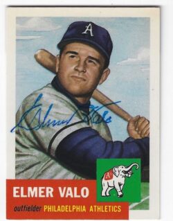 Autographed ELMER VALO Philadelphia A's 1953 Topps Archives Card