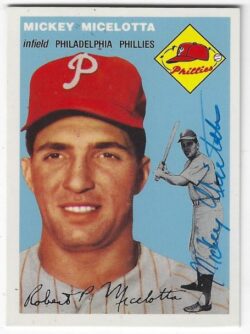 Autographed MICKEY MICELOTTA Philadelphia Phillies 1954 Topps Archives card