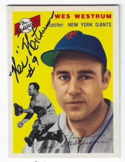 Autographed WES WESTRUM  New York Giants 1954 Topps Archives Card