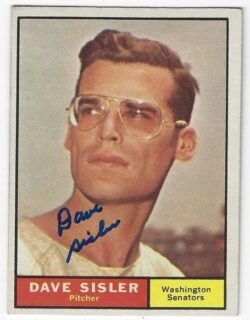 Autographed DAVE SISLER  Washington Senators 1961 Topps Card