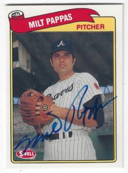 Autographed MILT PAPPAS Atlanta Braves 1989 Swell Baseball Greats card