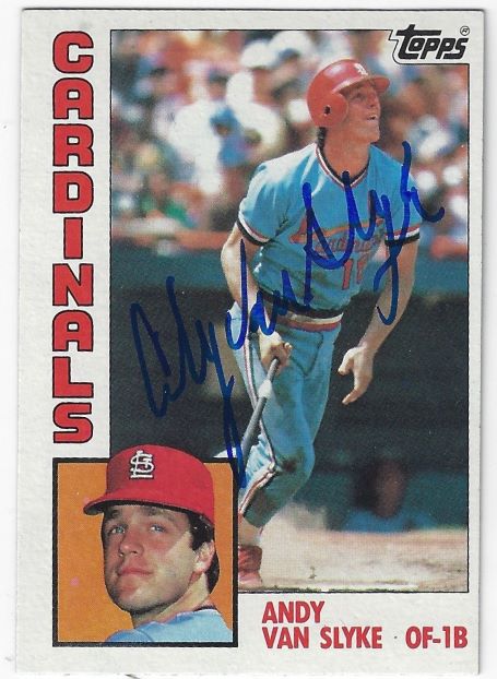 Autographed ANDY VAN SLYKE St. Louis Cardinals 1984 Topps Card