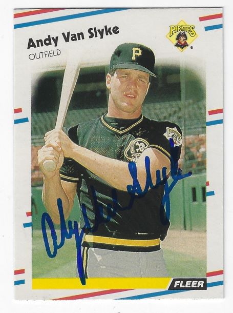 Autographed ANDY VAN SLYKE Pittsburgh Pirates 1988 Fleer Card - Main Line  Autographs