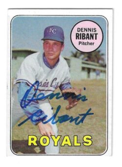 Autographed DENNIS RIBANT Kansas City Royals 1969 Topps Card