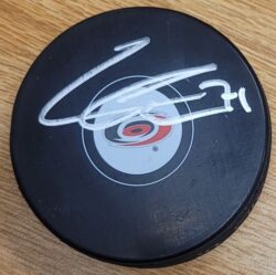Autographed LUCAS WALLMARK Carolina Hurricanes Hockey Puck