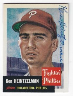 Autographed KEN HEINTZELMAN Philadelphia Phillies 1953 Topps Archives Card