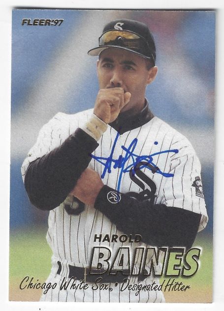 Autographed HAROLD BAINES Chicago White Sox 1997 Fleer Card - Main Line  Autographs