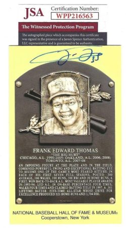 Autographed Frank Thomas Hall of Fame Gold Plaque Postcard JSA
