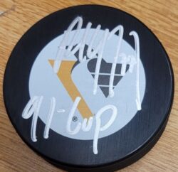 Autographed PAUL COFFEY "91 Cup" Pittsburgh Penguins Hockey Puck