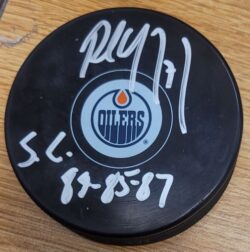 Autographed PAUL COFFEY "SC 84,85,87" Edmonton Oilers Hockey Puck