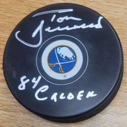 Autographed TOM BARRASSO "84 Vezina" Buffalo Sabres Hockey Puck