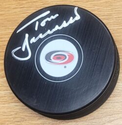 Autographed TOM BARRASSO Carolina Hurricanes Hockey Puck