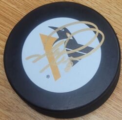 AUTOGRAPHED Mark Recchi Pittsburgh Penguins Hockey Puck