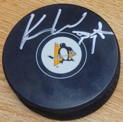 Autographed KEN WREGGET Pittsburgh Penguins Hockey Puck