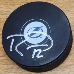 Autographed RYAN MALONE Tampa Bay Lightning Hockey Puck