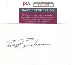 Autographed BUCK BUCHANAN 3x5 INDEX CARD JSA