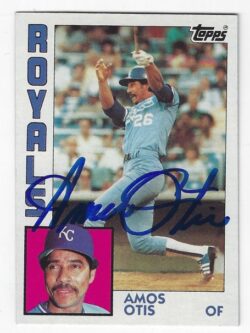 Autographed AMOS OTIS Kansas City Royals 1984 Topps Card