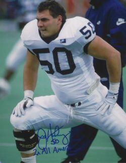Autographed JEFF HARTINGS "2x All American" 8X10 Penn State Photo