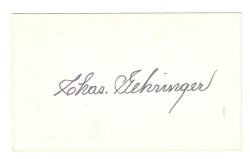AUTOGRAPHED SIGNED CHARLIE "CHAS" GEHRINGER 3x5 Index card