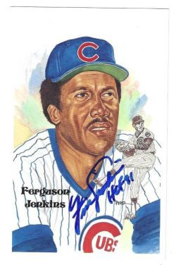 Autographed FERGIE JENKINS "HOF 91" Chicago Cubs Perez-Steele Post Card