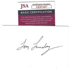 Autographed TOM LANDRY 3x5 INDEX CARD JSA