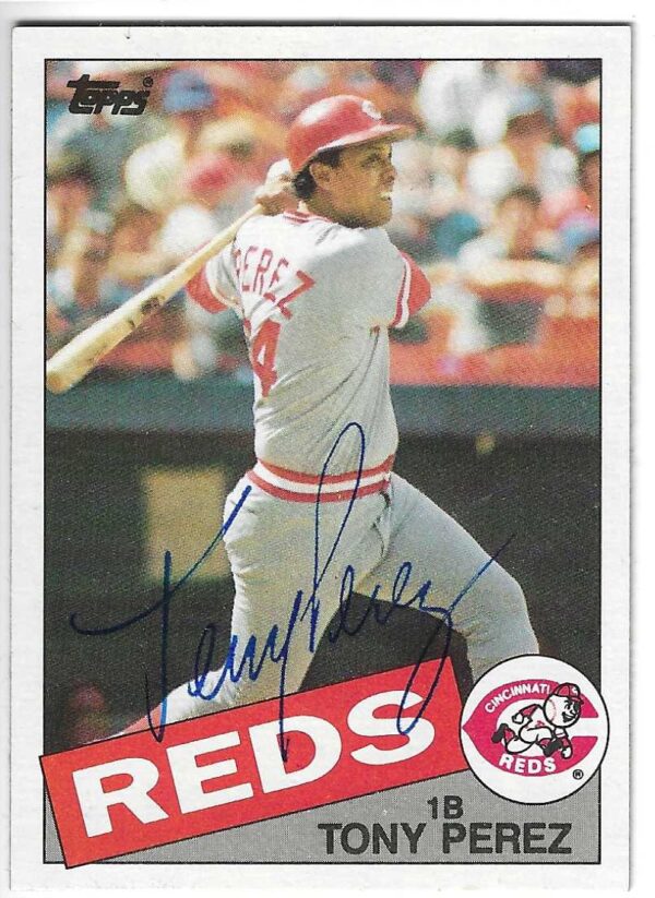 Autographed TONY PEREZ Cincinnati Reds 1985 Topps Card #675