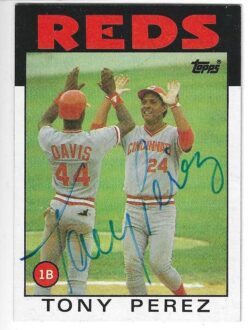 Autographed TONY PEREZ Cincinnati Reds 1986 Topps Card #85