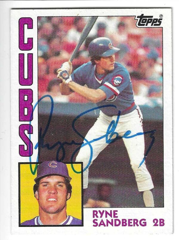 Autographed Ryne Sandberg Chicago Cubs 1984 Topps Card #596