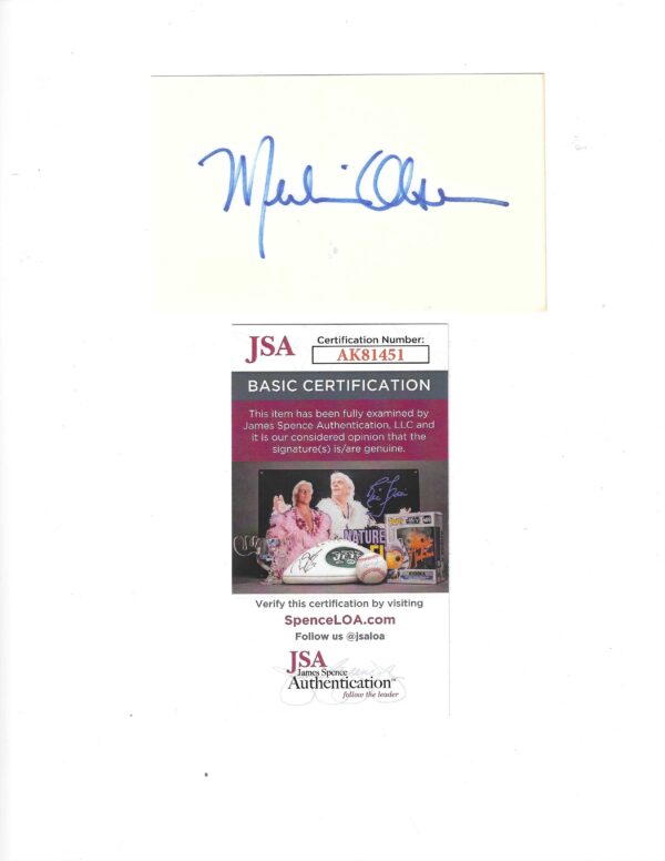 Autographed MERLIN OLSEN 3x5 INDEX CARD JSA