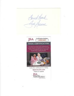 Autographed JOE GREENE 3x5 INDEX CARD JSA