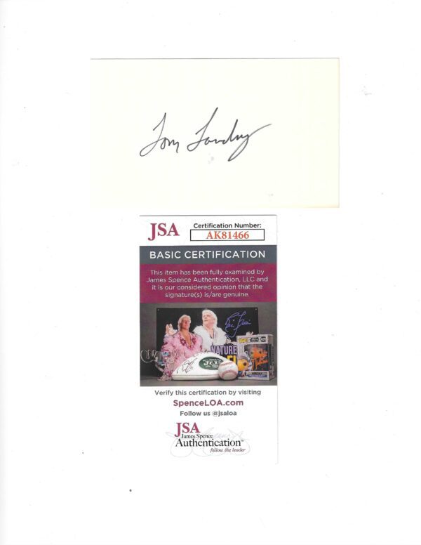 Autographed TOM LANDRY 3x5 INDEX CARD JSA