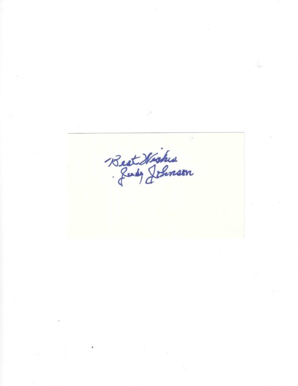 AUTOGRAPHED SIGNED JUDY JOHNSON HOF 3x5 Index card