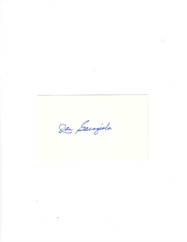 AUTOGRAPHED SIGNED JOE GARAGIOLA 3x5 Index card