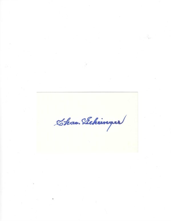 AUTOGRAPHED SIGNED CHARLIE "CHAS" GEHRINGER 3x5 Index card