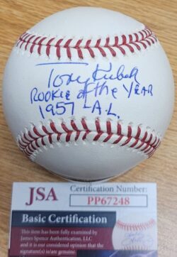 Autographed TONY KUBEK "Rookie of the Year 1957 AL" Official Major League Baseball JSA