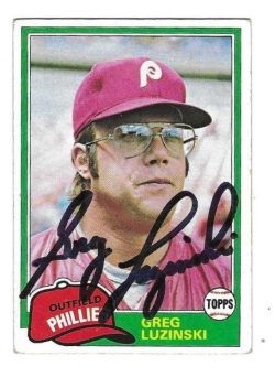 Autographed GREG LUZINSKI Philadelphia Phillies 1981 Topps Card