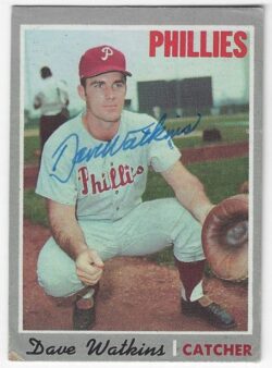 Autographed DAVE WATKINS Philadelphia Phillies 1970 Topps Card