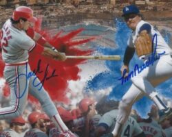 AUTOGRAPHED JACK CLARK St. Louis Cardinals and TOM NIEDENFUER Los Angeles Dodgers 8x10 photo