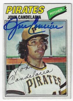 Autographed JOHN CANDELARIA Pittsburgh Pirates 1977 Topps Card