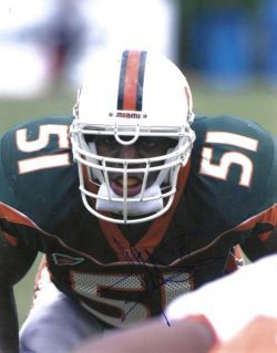 Autographed JONATHAN VILMA 8x10 Miami Hurricanes Photo