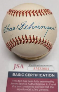 Autographed CHARLIE GEHRINGER Official Rawlings Major League Baseball JSA