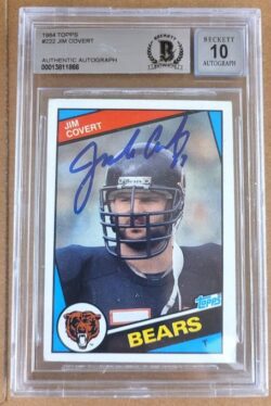 Autographed 1984 Topps Jim Covert Bears Rookie  Card #222 Beckett  Slabbed - Auto Grade 10