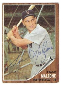 Autographed FRANK MALZONE Boston Red Sox 1962 Topps Card