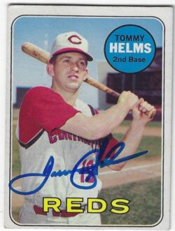 Autographed TOMMY HELMS Cincinnati Reds 1969 Topps Card
