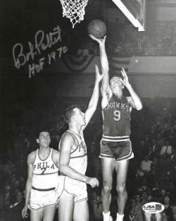 Autographed BOB PETTIT St. Louis Hawks 8x10 photo JSA
