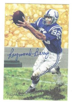 Autographed Raymond Berry Baltimore Colts Goal Line Art Card